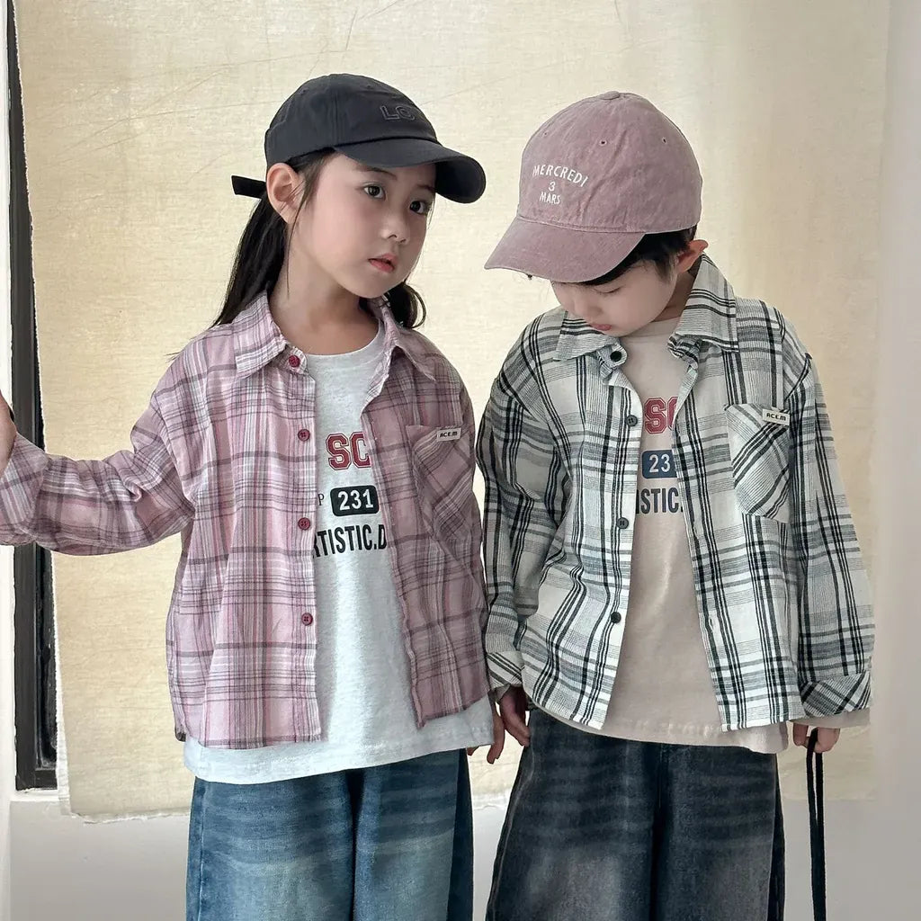 長袖シャツ・ブラウス ビッグチェック柄ルーズ長袖シャツ【mh0011237】