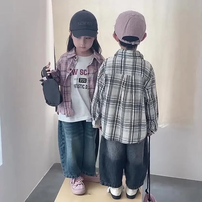 長袖シャツ・ブラウス ビッグチェック柄ルーズ長袖シャツ【mh0011237】