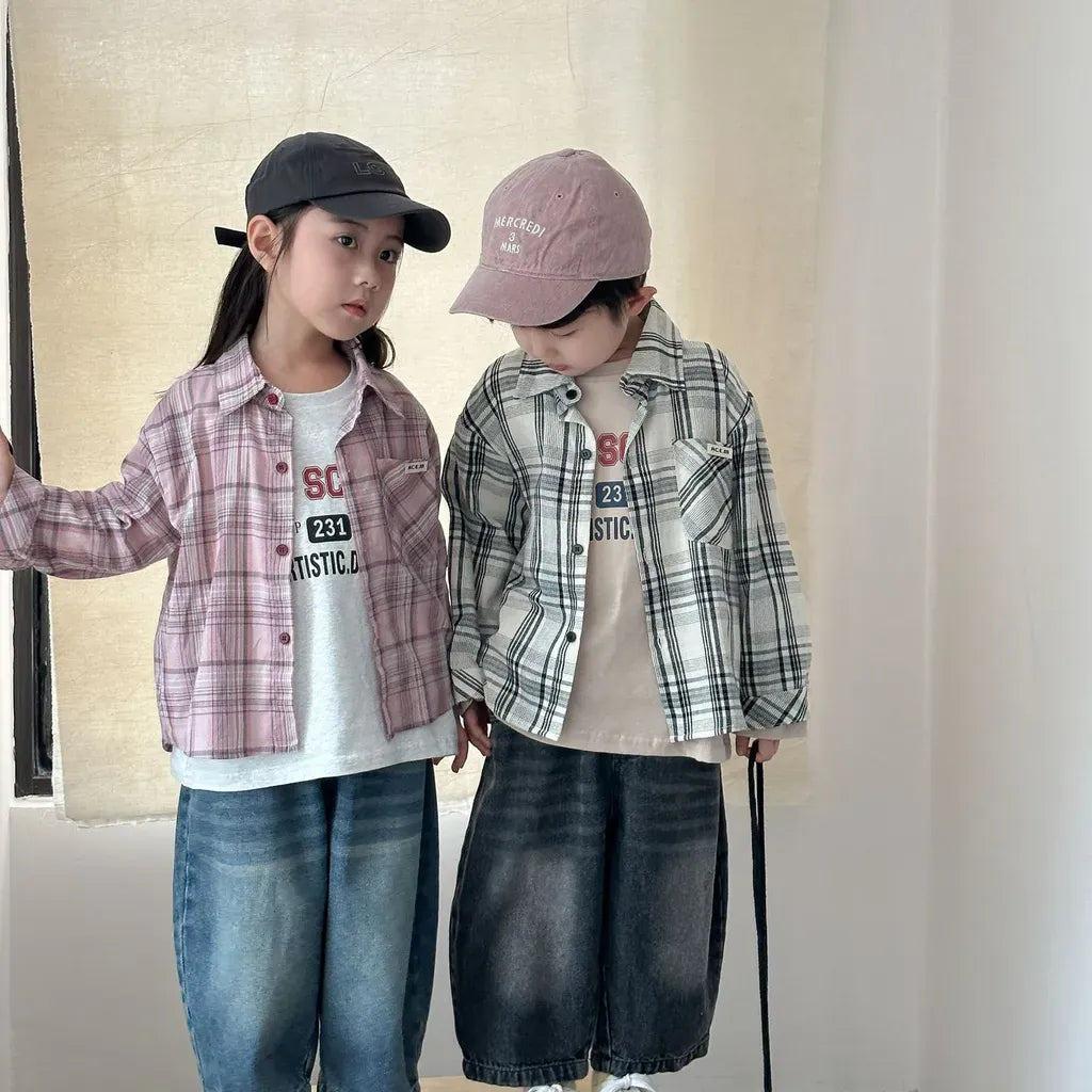 長袖シャツ・ブラウス ビッグチェック柄ルーズ長袖シャツ【mh0011237】