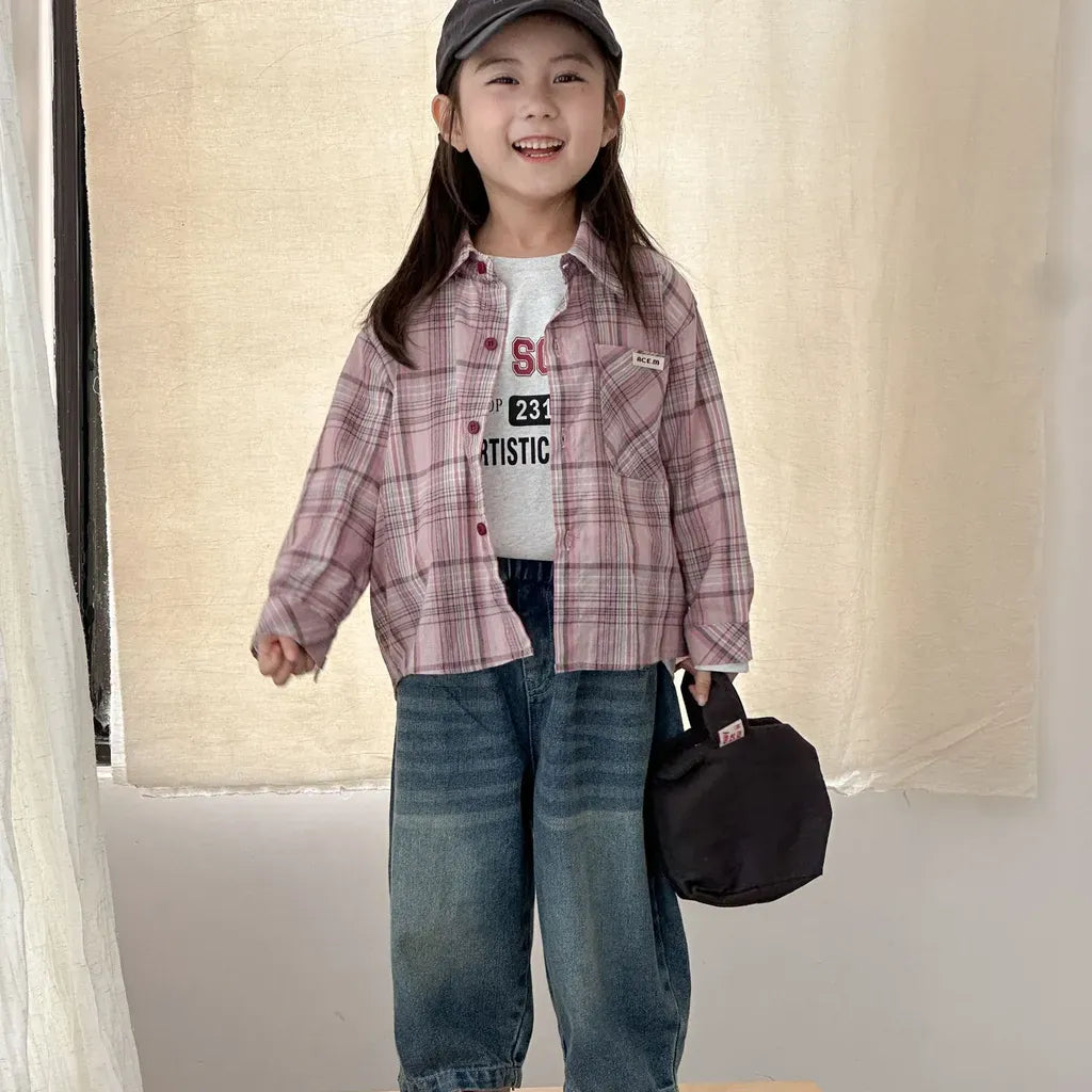 長袖シャツ・ブラウス ビッグチェック柄ルーズ長袖シャツ【mh0011237】