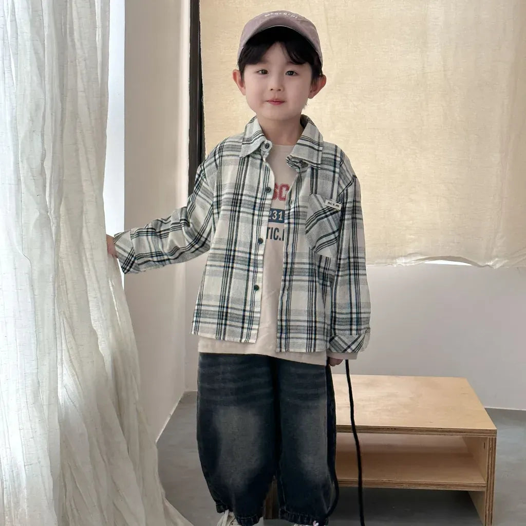 長袖シャツ・ブラウス ビッグチェック柄ルーズ長袖シャツ【mh0011237】