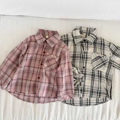 長袖シャツ・ブラウス ビッグチェック柄ルーズ長袖シャツ【mh0011237】