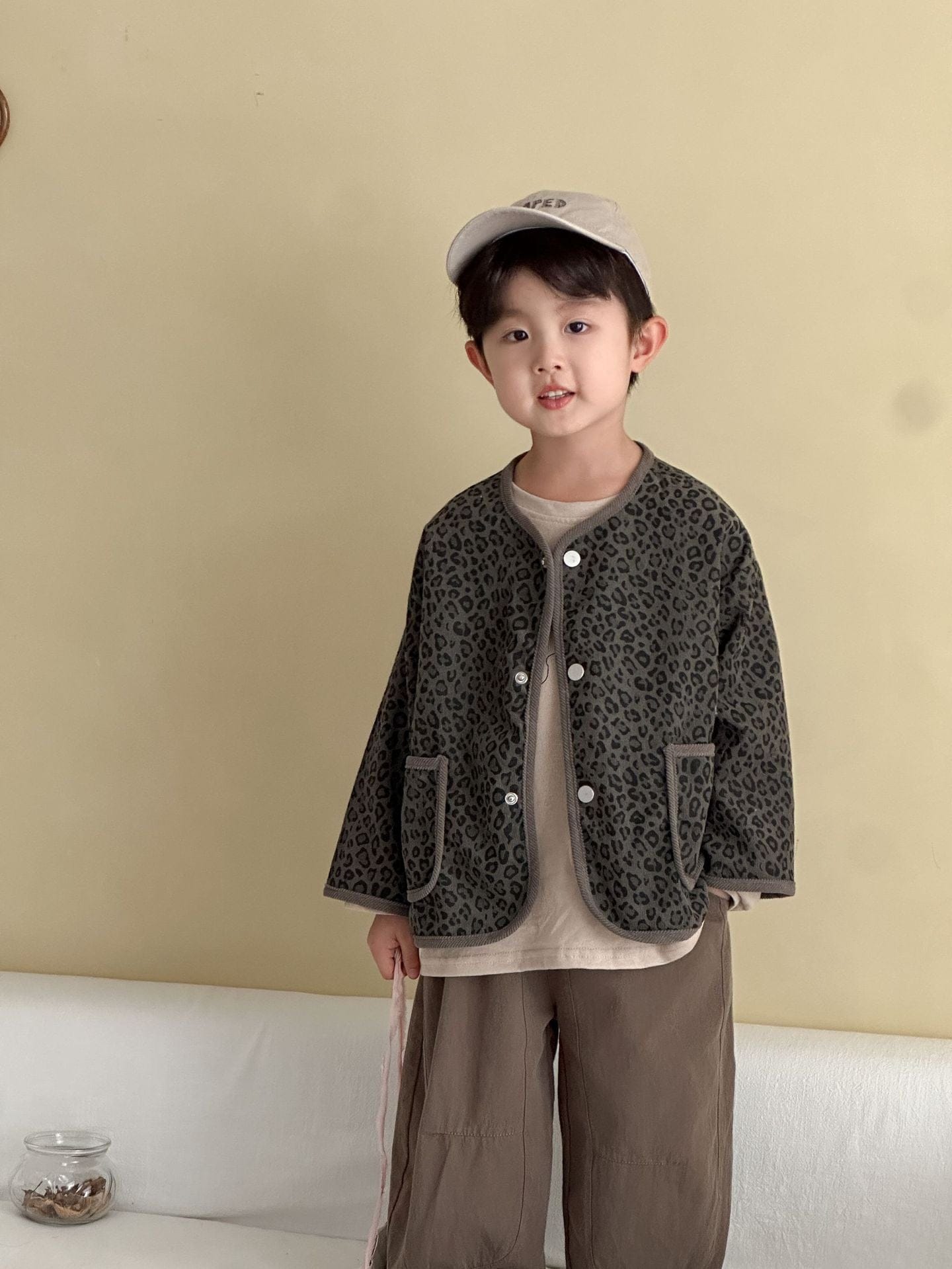 カーディガン・パーカー レオパードプリントコーデュロイカーディガン【mh0011238】