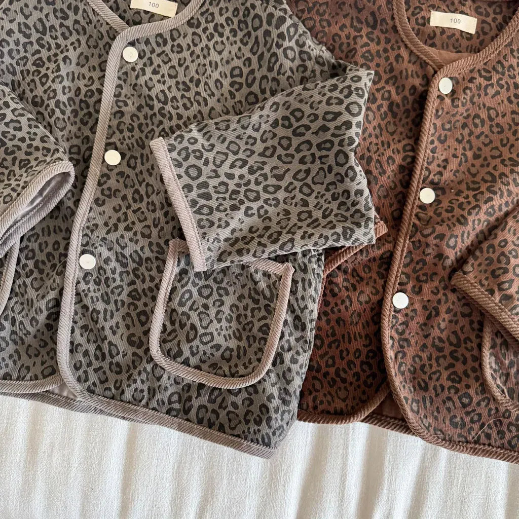 カーディガン・パーカー レオパードプリントコーデュロイカーディガン【mh0011238】