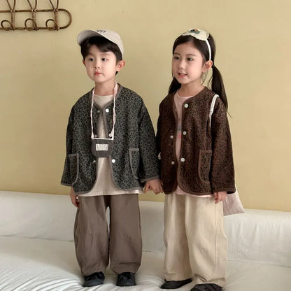 カーディガン・パーカー レオパードプリントコーデュロイカーディガン【mh0011238】