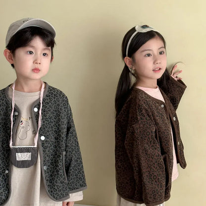 カーディガン・パーカー レオパードプリントコーデュロイカーディガン【mh0011238】