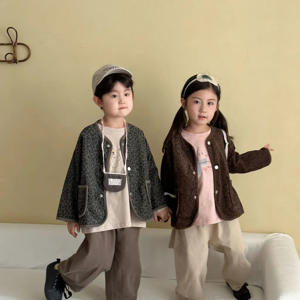 カーディガン・パーカー レオパードプリントコーデュロイカーディガン【mh0011238】