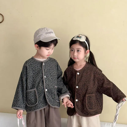 カーディガン・パーカー レオパードプリントコーデュロイカーディガン【mh0011238】