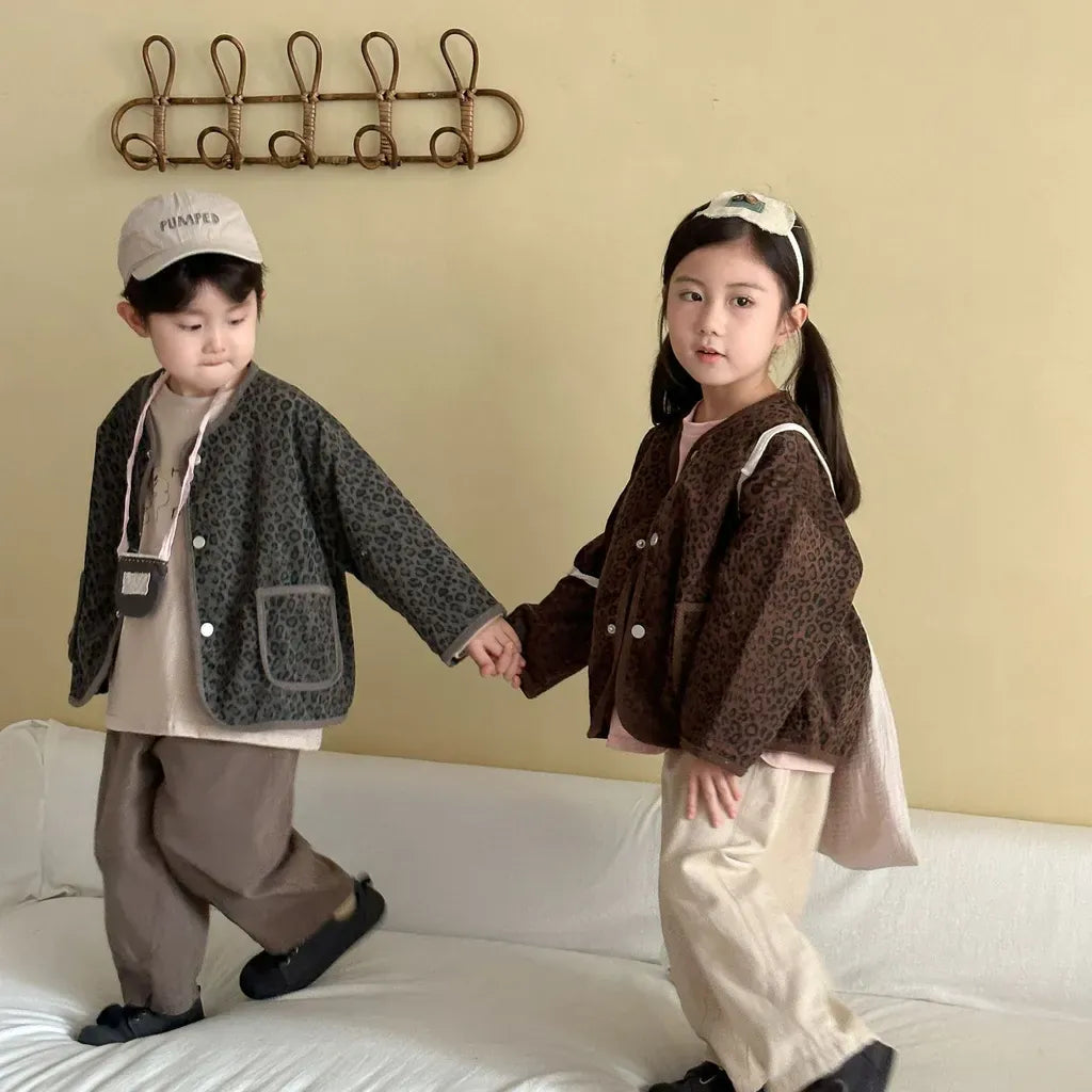 カーディガン・パーカー レオパードプリントコーデュロイカーディガン【mh0011238】