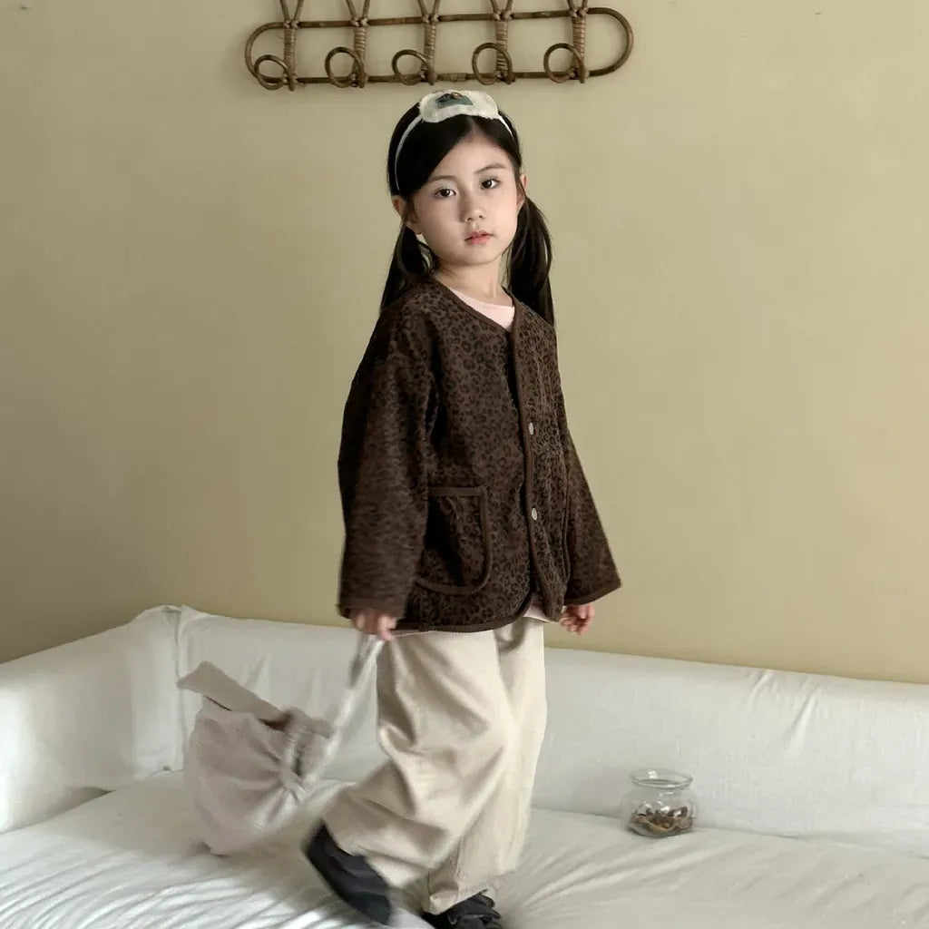 カーディガン・パーカー レオパードプリントコーデュロイカーディガン【mh0011238】