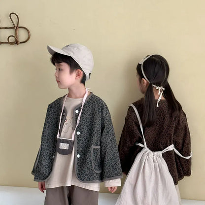 カーディガン・パーカー レオパードプリントコーデュロイカーディガン【mh0011238】