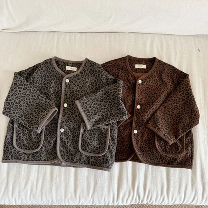 カーディガン・パーカー レオパードプリントコーデュロイカーディガン【mh0011238】