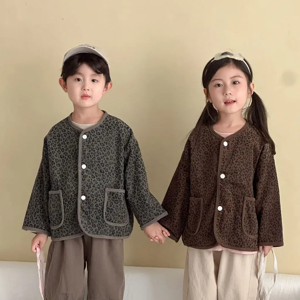 カーディガン・パーカー レオパードプリントコーデュロイカーディガン【mh0011238】