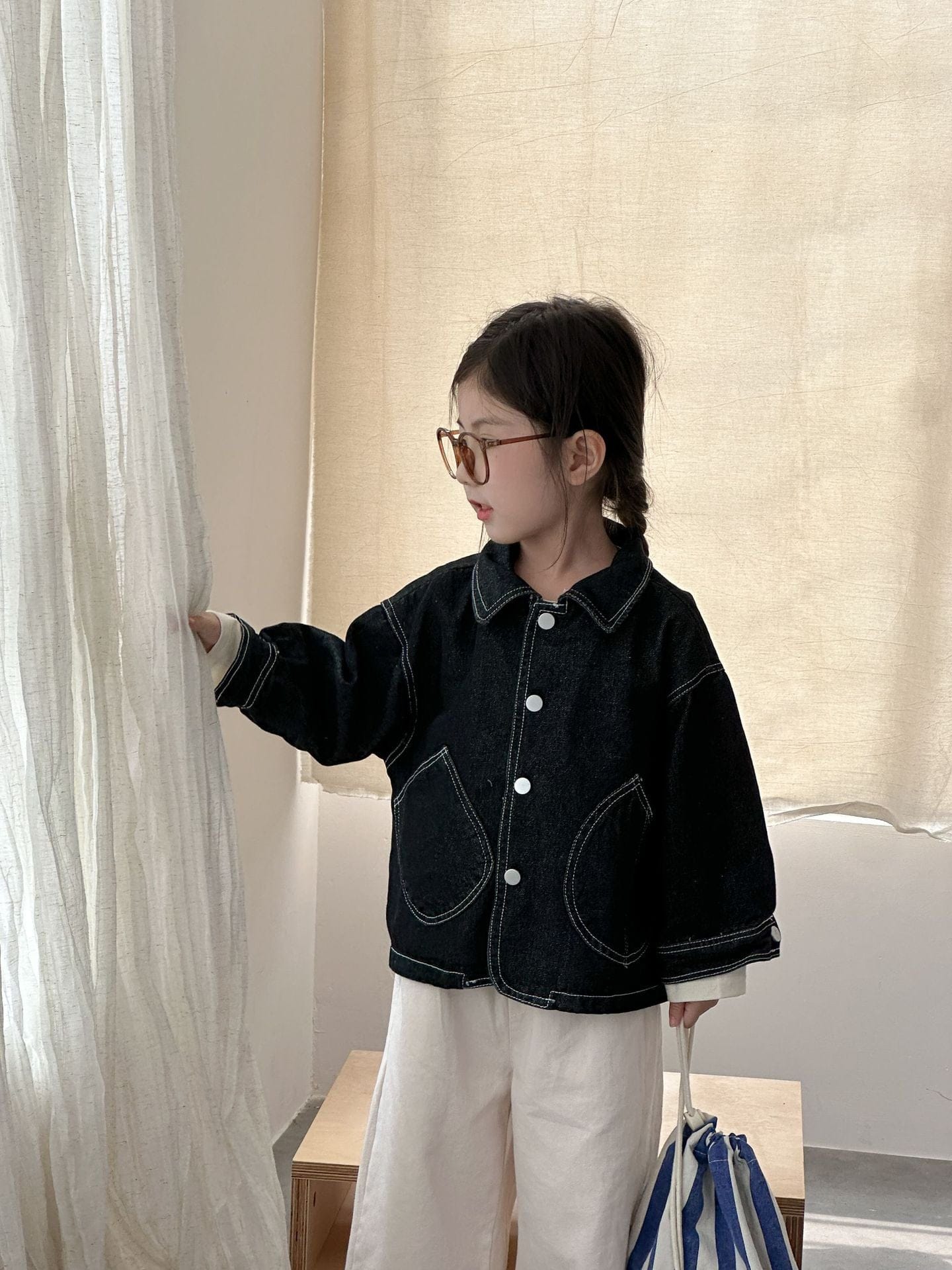 ショートコート・ジャケット・ジャンパー 丸ポケットステッチデニムジャケット【mh0011240】