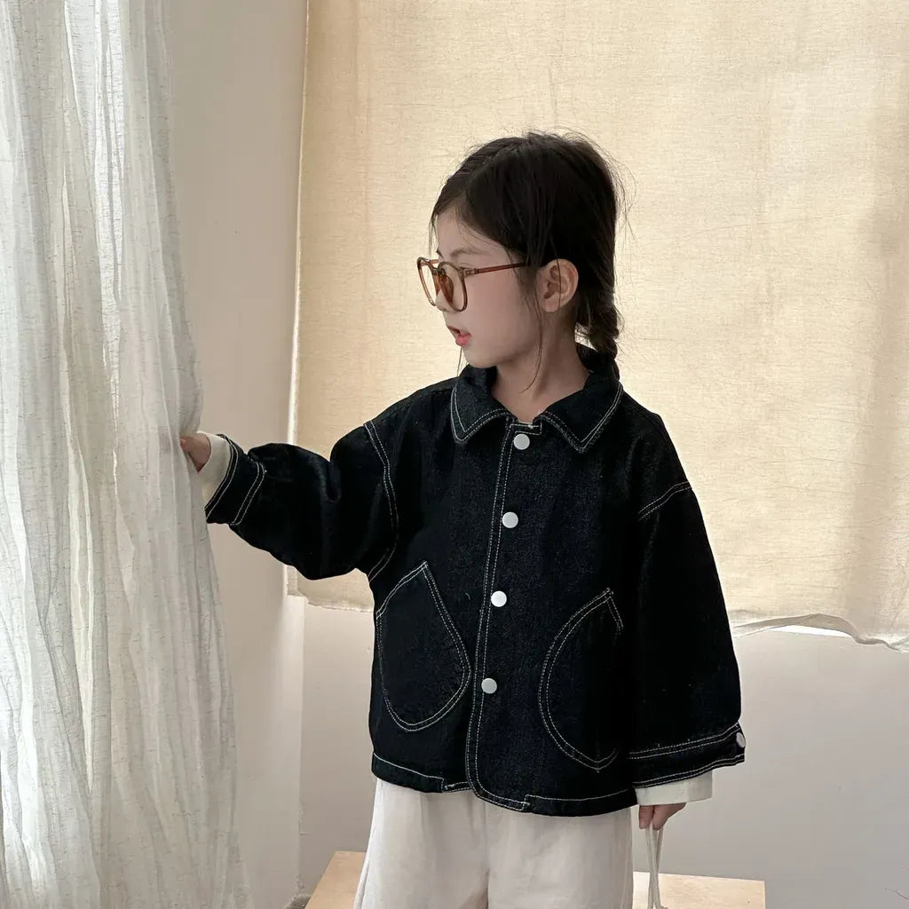 ショートコート・ジャケット・ジャンパー 丸ポケットステッチデニムジャケット【mh0011240】