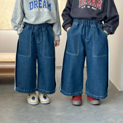 デニムパンツ サイドラインデニムワイドパンツ【mh0011242】