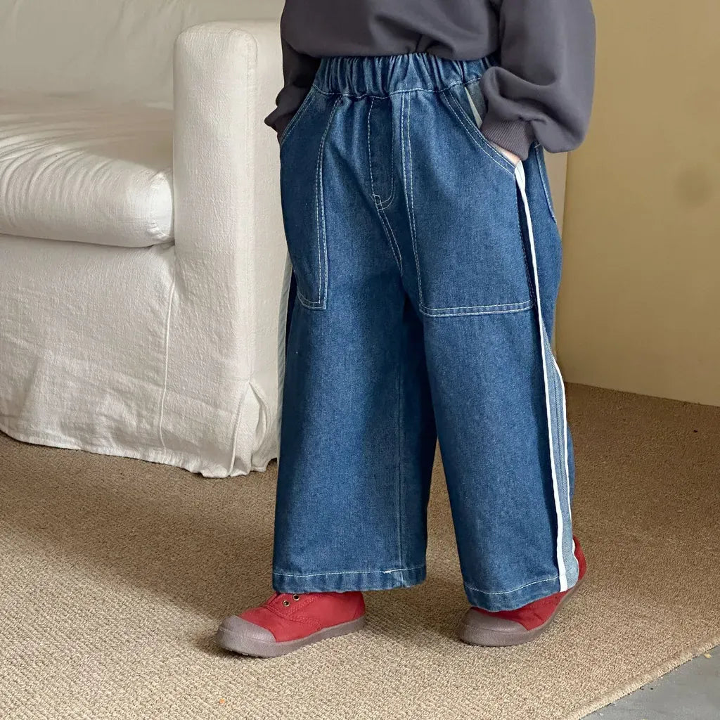 デニムパンツ サイドラインデニムワイドパンツ【mh0011242】
