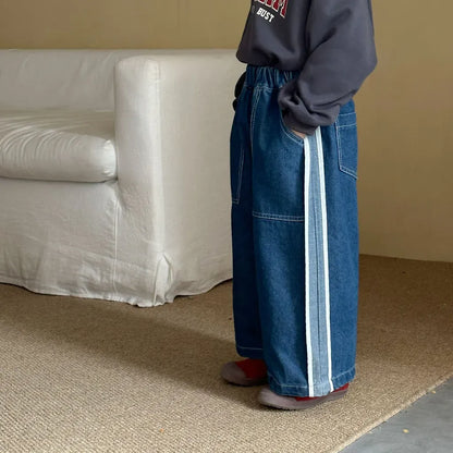 デニムパンツ サイドラインデニムワイドパンツ【mh0011242】
