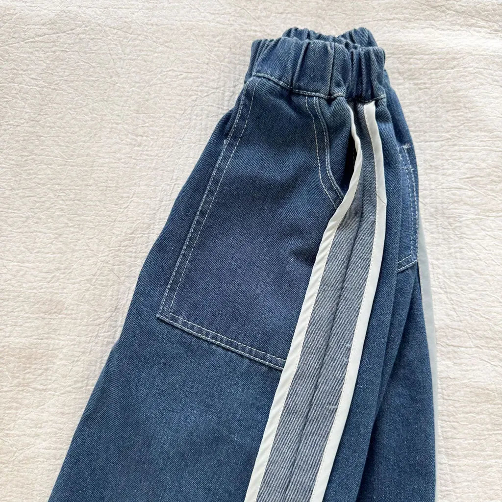 デニムパンツ サイドラインデニムワイドパンツ【mh0011242】