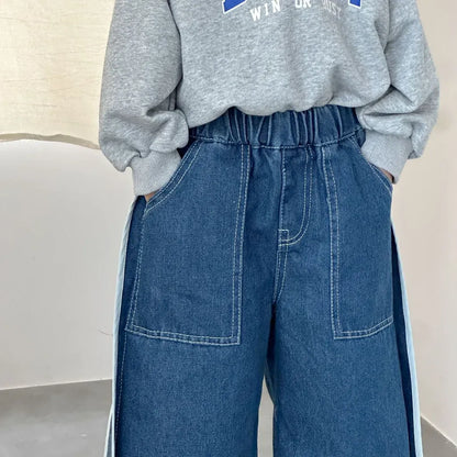 デニムパンツ サイドラインデニムワイドパンツ【mh0011242】