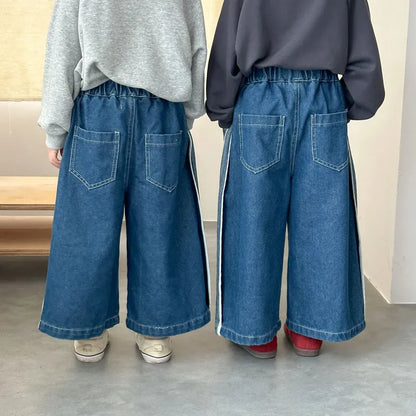 デニムパンツ サイドラインデニムワイドパンツ【mh0011242】