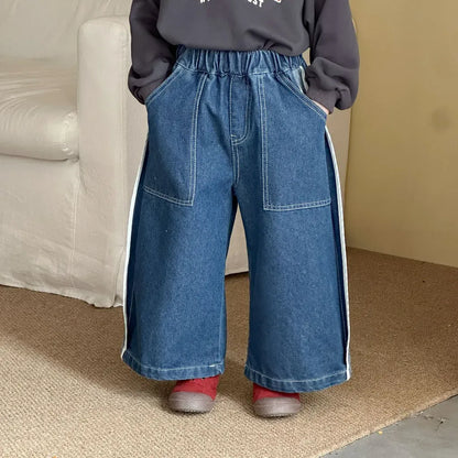 デニムパンツ サイドラインデニムワイドパンツ【mh0011242】