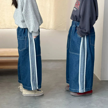 デニムパンツ サイドラインデニムワイドパンツ【mh0011242】