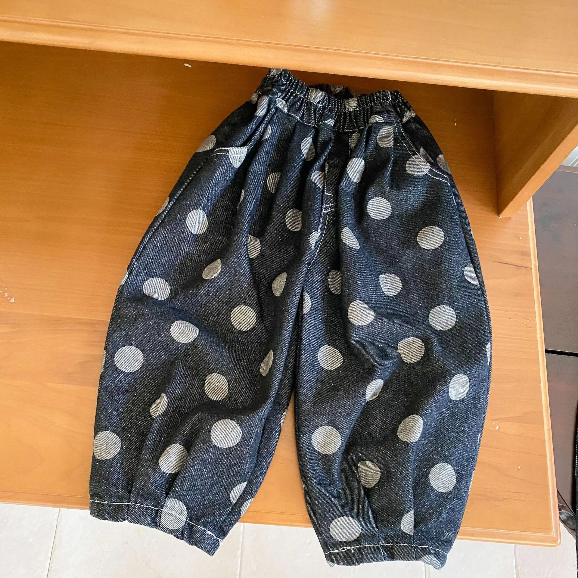 ノースリーブワンピース pants / 80cm キッズパンツ/サスペンダースカート デニム水玉ポルカドットプリントルーズロングパンツ/サスペンダーオーバーオールスカート リンクコーデ 兄弟姉妹 お揃いコーデ【mh0006890】