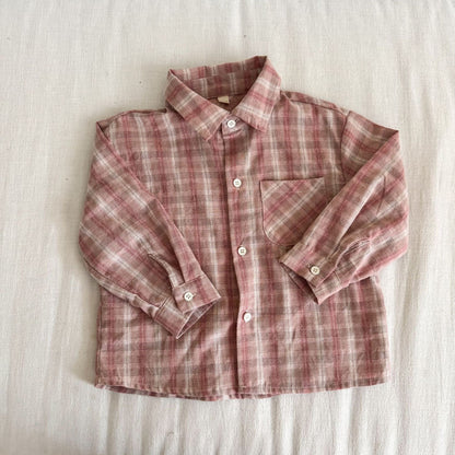 長袖シャツ・ブラウス Pink / 80cm レトロチェック長袖シャツ【mh0010478】