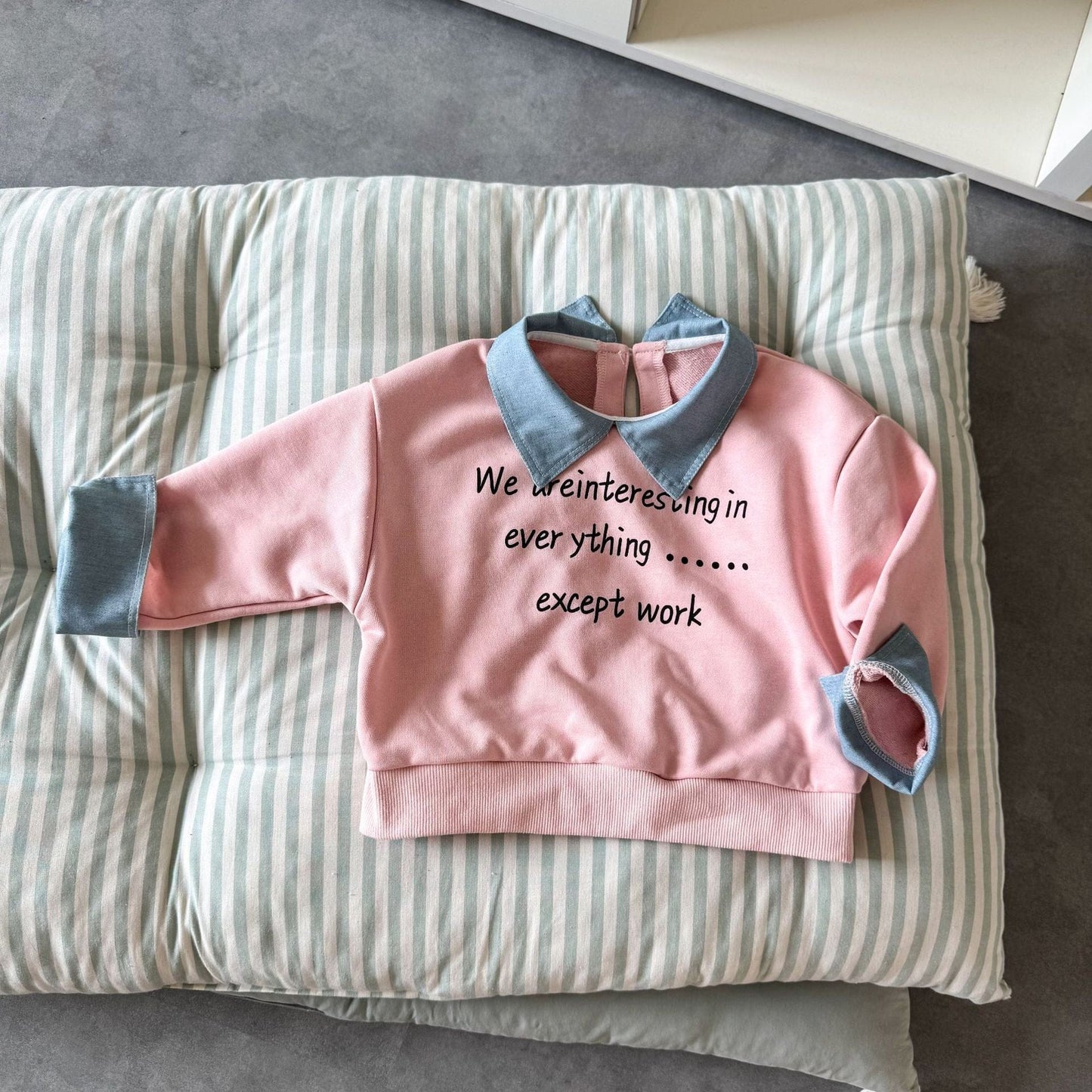 長袖シャツ・ブラウス Pink / 80cm レターロゴバイカラー長袖ポロシャツ【mh0010489】