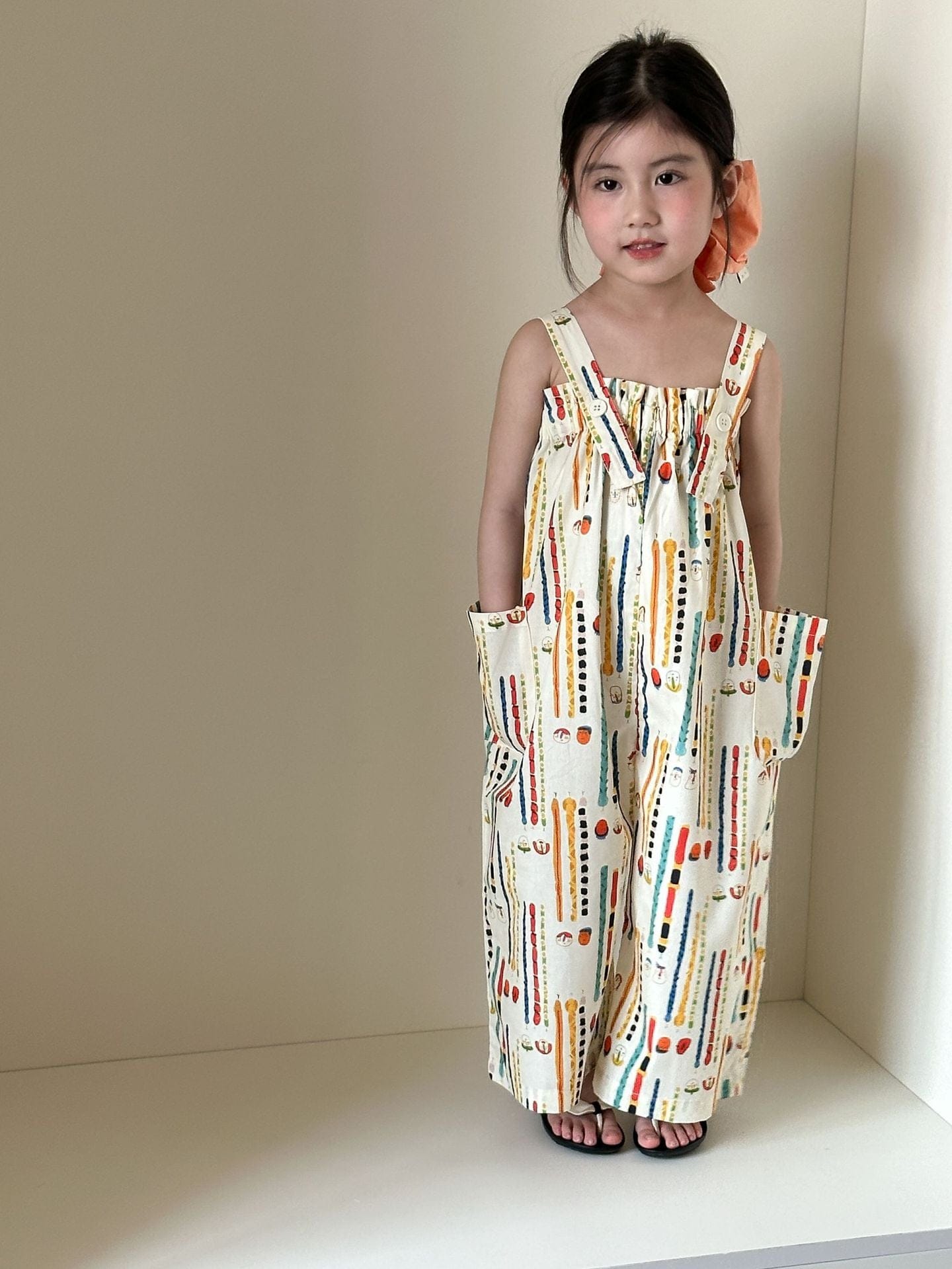 サロペットパンツ・サスペンダーパンツ small colored snakes / 80cm 幾何学プリントルーズサスペンダーサロペットパンツ【mh0009829】