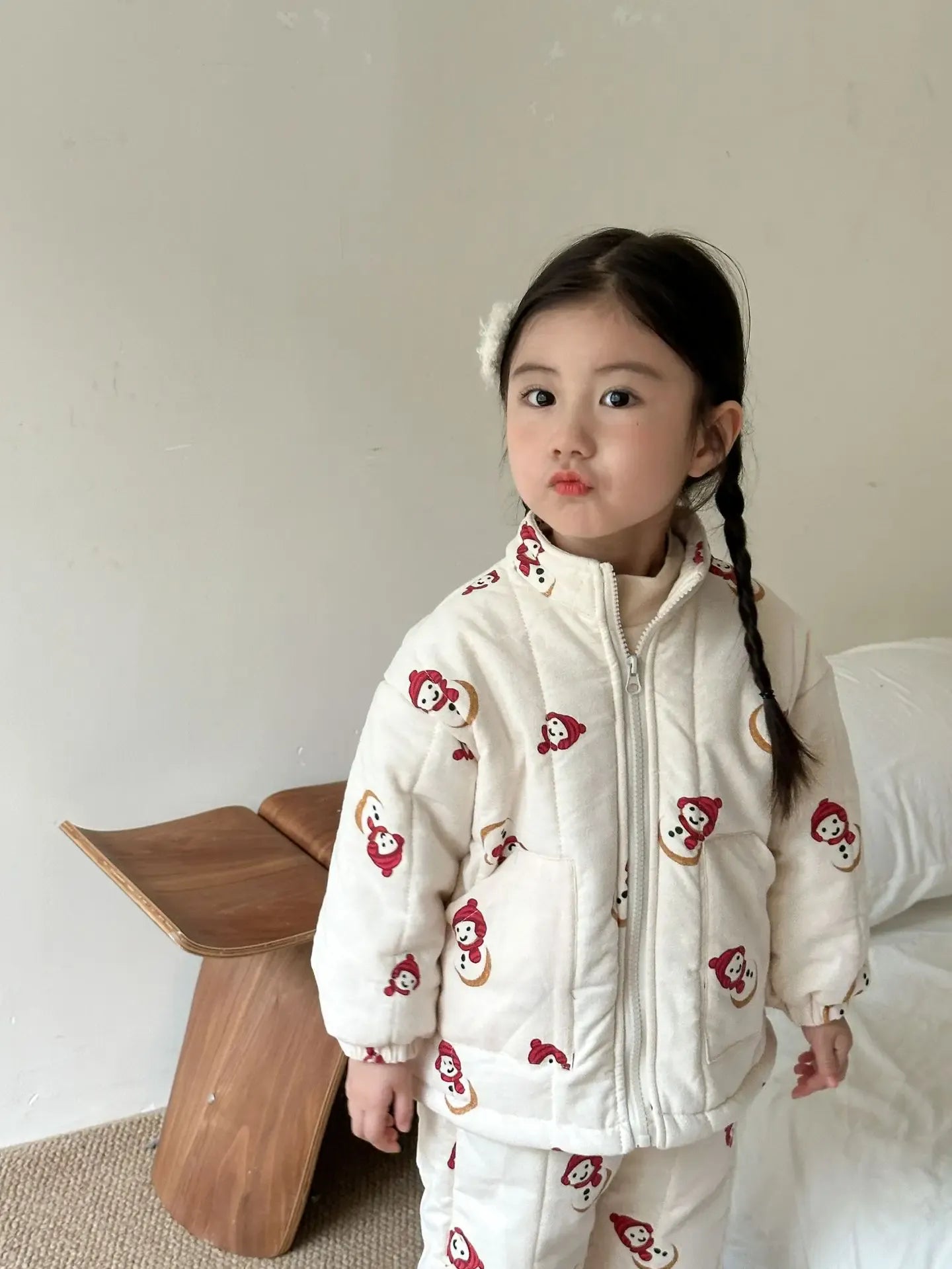 長袖セットアップ snowman / 12M  80CM キッズセットアップ 2点セット 裏フリースジップアップジャケット+ロングパンツ 長袖パジャマセット ルームウェア【mh0007845】