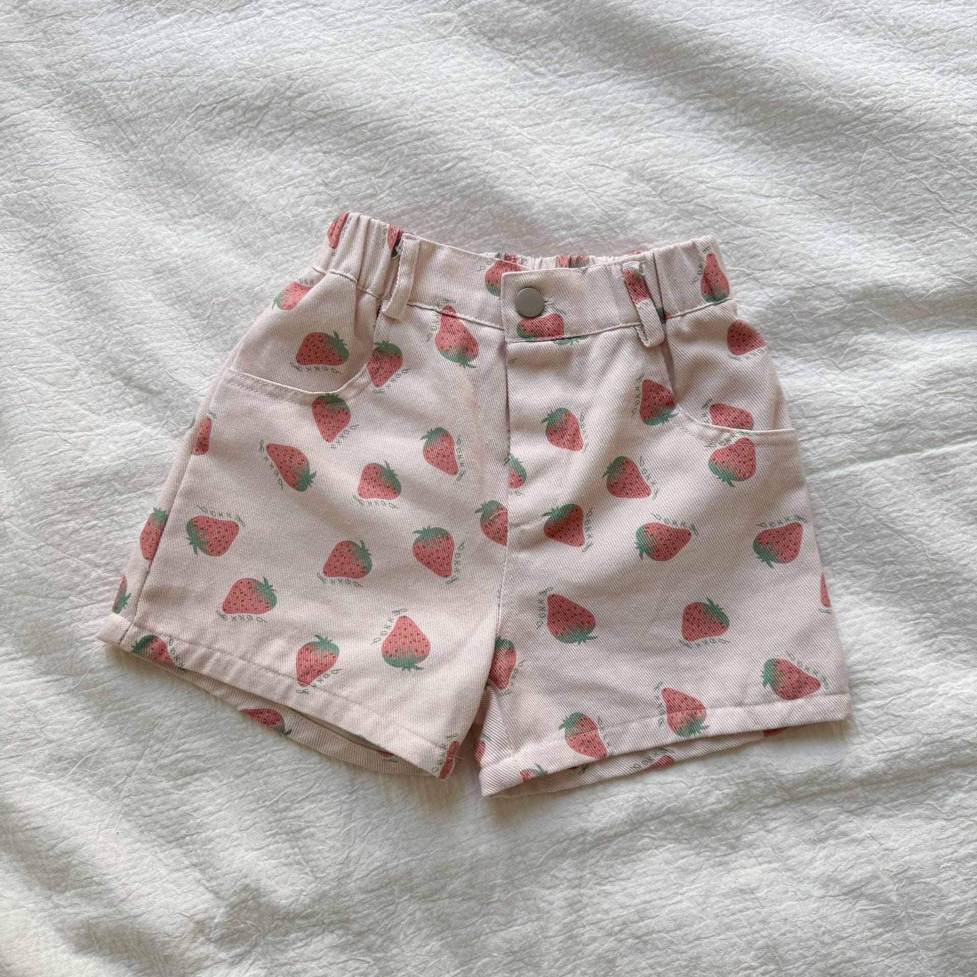 ハーフパンツ・ショートパンツ strawberries / 80cm いちご/レターロゴプリントショートパンツ【mh0010185】