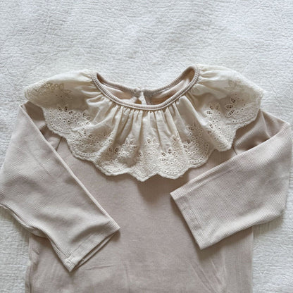 長袖セットアップ シンプル長袖カーディガン/ラッフル襟長袖Tシャツ【mh0010483】