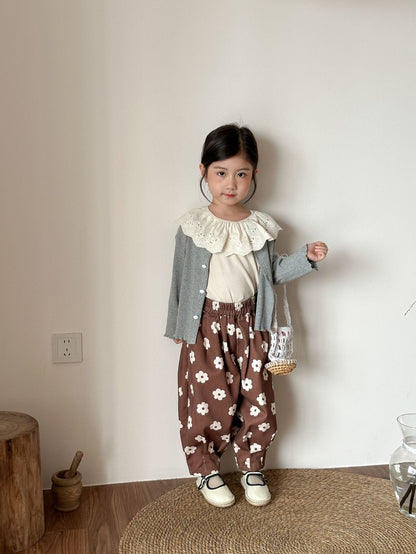 長袖セットアップ シンプル長袖カーディガン/ラッフル襟長袖Tシャツ【mh0010483】