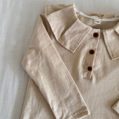 長袖シャツ・ブラウス ビッグ襟長袖Tシャツブラウス【mh0010485】