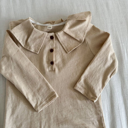 長袖シャツ・ブラウス ビッグ襟長袖Tシャツブラウス【mh0010485】