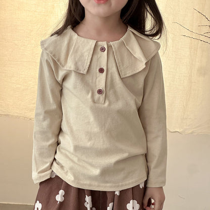 長袖シャツ・ブラウス ビッグ襟長袖Tシャツブラウス【mh0010485】