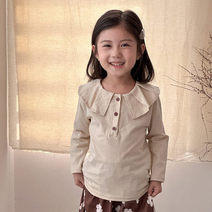 長袖シャツ・ブラウス ビッグ襟長袖Tシャツブラウス【mh0010485】