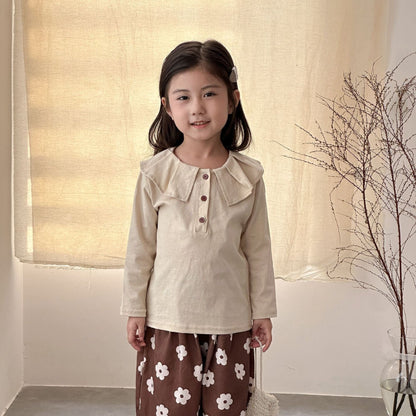 長袖シャツ・ブラウス ビッグ襟長袖Tシャツブラウス【mh0010485】