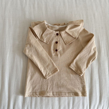 長袖シャツ・ブラウス ビッグ襟長袖Tシャツブラウス【mh0010485】