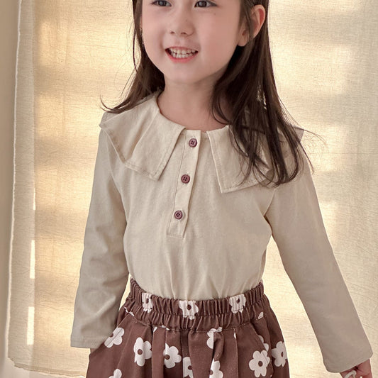 長袖シャツ・ブラウス ビッグ襟長袖Tシャツブラウス【mh0010485】