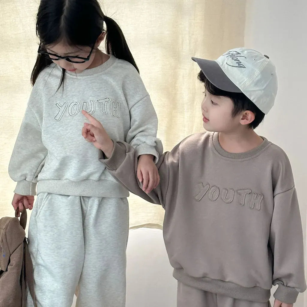 長袖セットアップ YOUTHロゴ刺繍スウェットセットアップ 2点セット【mh0011235】