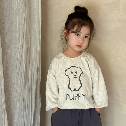 長袖Tシャツ Beige / 12M  80CM キッズトップス 長袖PUPPY犬プリントスウェットTシャツ 2カラー【mh0006688】