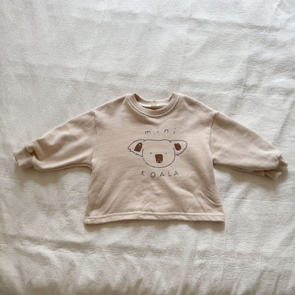 長袖Tシャツ Beige / 80cm コアラプリント長袖スウェットシャツ【mh0010490】