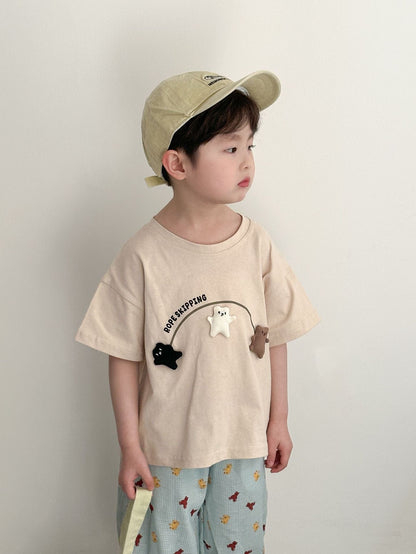 半袖Tシャツ Beige Apricot / 80cm なわとびクマアップリケ半袖Tシャツ【mh0010187】
