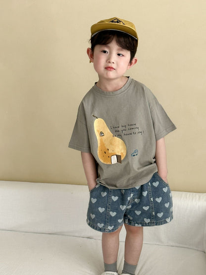 半袖Tシャツ Gray / 80cm フルーツプリント半袖Tシャツ【mh0009826】