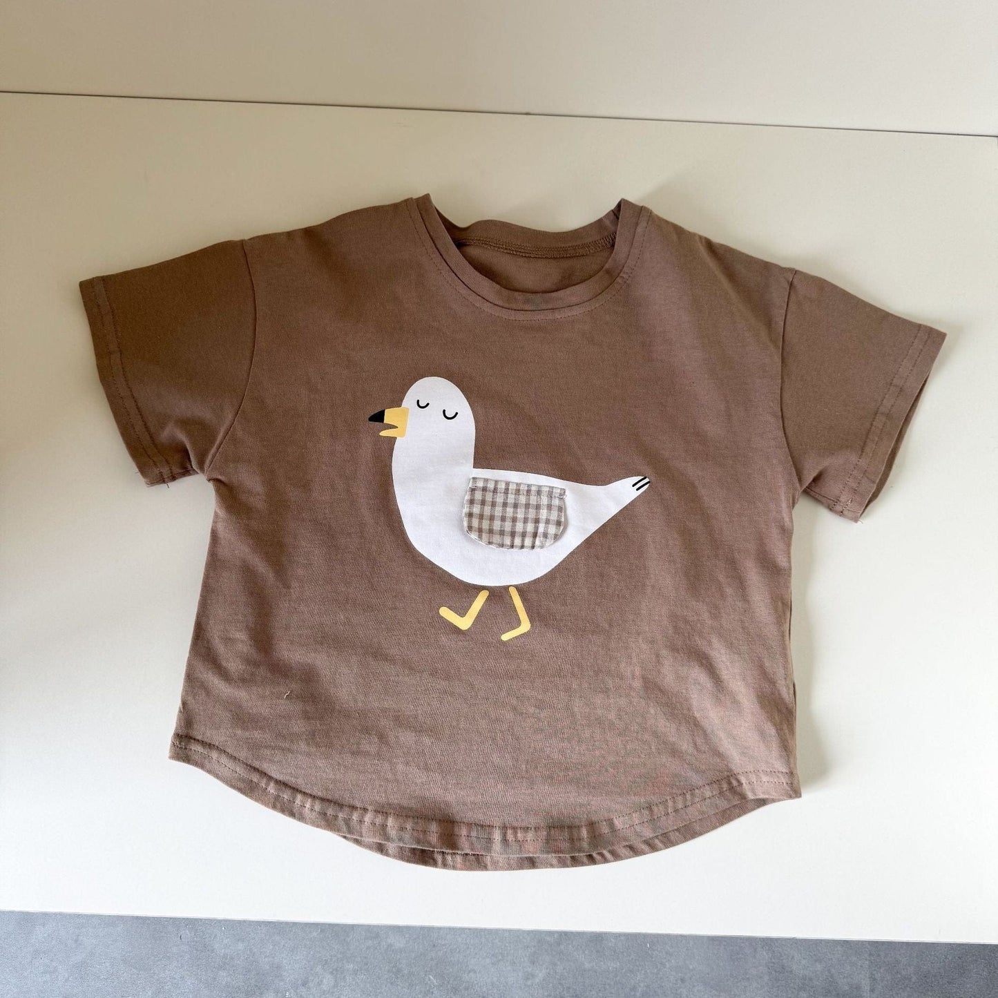 半袖Tシャツ Khaki / 80cm 鳥/クジラプリント半袖Tシャツ【mh0010183】