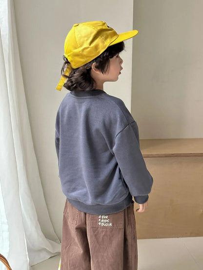 長袖Tシャツ キッズトップス バナナ/りんごアップリケ長袖スウェットシャツ【mh0008777】