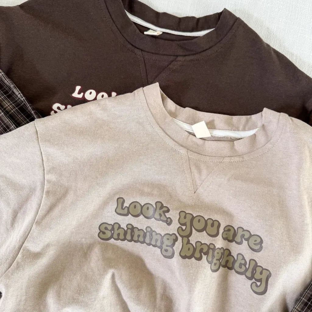 長袖Tシャツ ロゴプリントチェックドッキング長袖スウェット【mh0011239】